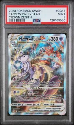 2023 Pokemon Sword And Shield Crown Zenith Mewtwo VSTAR #GG44 Full Art PSA 9 - Image 1