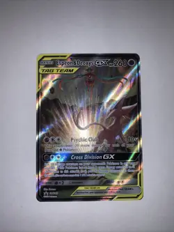 Espeon & Deoxys GX Tag Team SM240 Holo Pokemon TCG NM Condition - Image 1