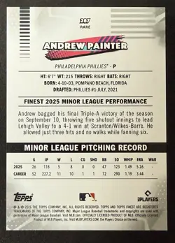 2026 Topps Finest Andrew Painter Rookie Rare Black Geometric Refractor /10 SSP - Image 2