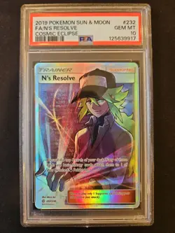 Pokemon 2019 Cosmic Eclipse Full Art N's Resolve 232/236 PSA 10 GEM MINT - Image 1