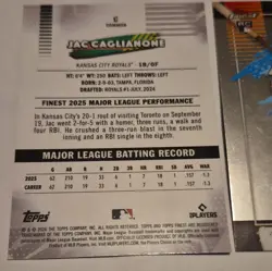 2026 Topps Finest Jac Caglianone Common Aqua Refractor RC 190 /199 2-card Lot - Image 5