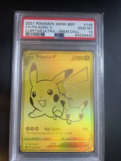 2021 PSA 10 MINT Pokemon Celebrations FA Pikachu V & Poke Ball Gold Sequential - Image 1