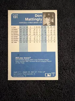 1984 Fleer #131 Don Mattingly RC New York Yankees DKL Quality - Image 2