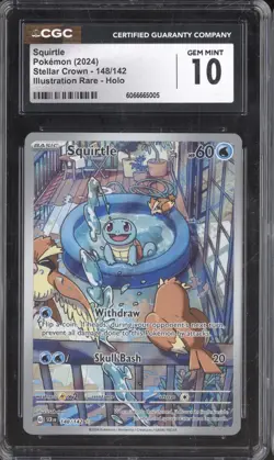 2024 Pokemon Stellar Crown SCR 148/142 Squirtle Illustration Rare CGC 10 - Image 1