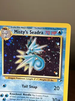 Holo SWIRL Misty's Seadra 9/132 Gym Heroes Set Rare Pokemon TCG Vintage - Image 2