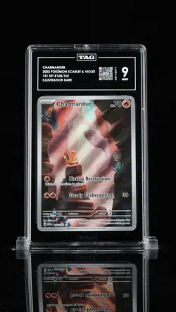 2023 Pokemon Charmander SV 151 168/165 Illustration Rare TAG Mint 9 - Image 1
