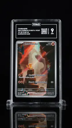 2023 Pokemon Charmander SV 151 168/165 Illustration Rare TAG Mint 9 - Image 1