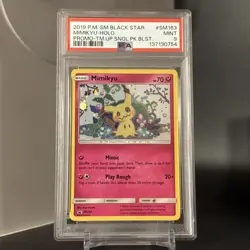 MIMIKYU-HOLO POKEMON PRM-TM.UP SNGL.PK.BLST. SM BLACK STR PRM 2019 SM163 PSA 9 - Image 1