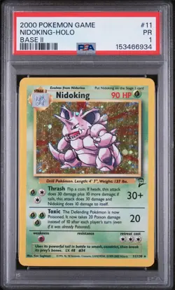 SWIRL PSA 1 2000 Base Set II 2 Nidoking 11/130 Holo Foil Rare Pokemon Vintage - Image 1