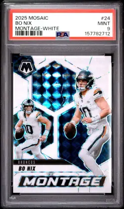 2025 Panini Mosaic BO NIX Montage White Prizm #10/25 Jersey Match PSA 9 Mint - Image 1
