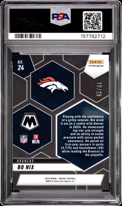2025 Panini Mosaic BO NIX Montage White Prizm #10/25 Jersey Match PSA 9 Mint - Image 2