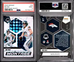 2025 Panini Mosaic BO NIX Montage White Prizm #10/25 Jersey Match PSA 9 Mint - Image 3