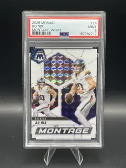 2025 Panini Mosaic BO NIX Montage White Prizm #10/25 Jersey Match PSA 9 Mint - Image 4