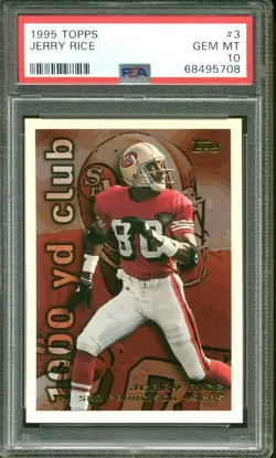 1995 Topps JERRY RICE 1000 Yard Club #3 PSA 10 GEM MINT Pop 27 - 49ers - Image 1