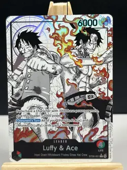 One Piece Card Game Luffy & Ace ST30-001 Alt Art Leader NM - Image 2
