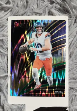 2025 Panini Select - Club Level Bo Nix #211 Neon Green Shock Prizm /699 - Image 1