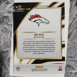 2025 Panini Select - Club Level Bo Nix #211 Neon Green Shock Prizm /699 - Image 2