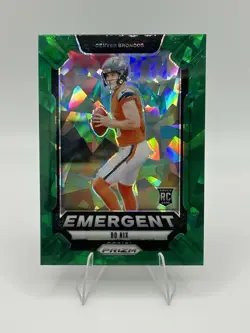 2024 Panini Prizm - Emergent Bo Nix #3 Green Ice Prizm Rookie Card - Image 1