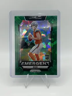 2024 Panini Prizm - Emergent Bo Nix #3 Green Ice Prizm Rookie Card - Image 3