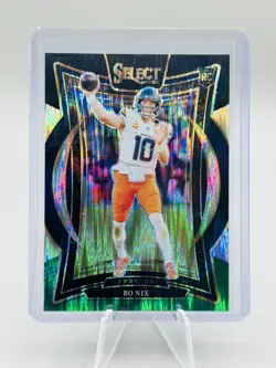 2024 Panini Select Bo Nix Black & Green Prizm Shock Denver Broncos #30 - Image 1