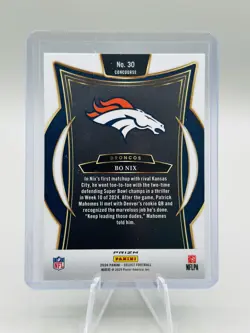2024 Panini Select Bo Nix Black & Green Prizm Shock Denver Broncos #30 - Image 2