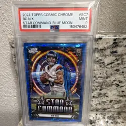 Topps 2024 Cosmic Chrome Bo Nix Star Command Blue Moon /99 SC-7 PSA 9 - Image 2