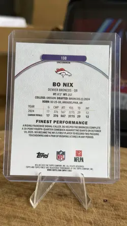 Topps Finest 2025 Bo Nix Denver Broncos Uncommon #130 NFL Football Card - Image 2