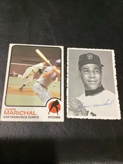 2x Juan Marichal HOF Lot 1969 SF Deckle Giants 1973 Topps Card #480 EXNM Red Sox - Image 1