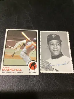 2x Juan Marichal HOF Lot 1969 SF Deckle Giants 1973 Topps Card #480 EXNM Red Sox - Image 4