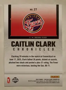 Caitlin Clark 2025 Panini Chronicled Red Cracked Ice Card No 27 - Image 2