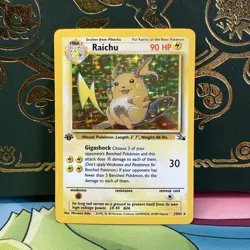 1st Edition Raichu 14/62 Fossil Holo Rare Pokemon Card LP + NM - - Image 1