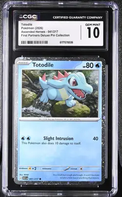 CGC 10 GEM MINT Miscellaneous Cards & Products #041/217 Totodile (Cosmos Holo) - Image 1