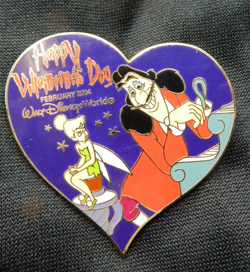 AUTHENTIC DISNEY TINKER BELL CAPTAIN HOOK HAPPY VALENTINE'S DAY PIN - Image 1