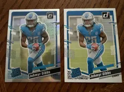 Panini 2023 Donruss Optic Jahmyr Gibbs Holo Prizm Rated Rookie Lot(2) #331 Lions - Image 1