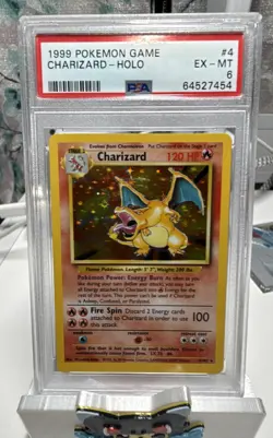1999 Pokemon Charizard Base Set Holo Rare PSA 6 #4/102 - Image 1