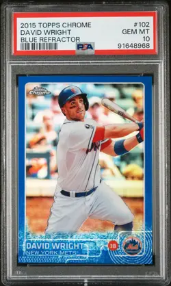 2015 TOPPS CHROME BLUE REFRACTOR 102 DAVID WRIGHT 5/150 PSA 10 GEM MINT JERSEY # - Image 1