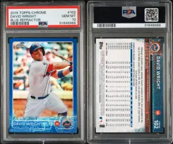 2015 TOPPS CHROME BLUE REFRACTOR 102 DAVID WRIGHT 5/150 PSA 10 GEM MINT JERSEY # - Image 3