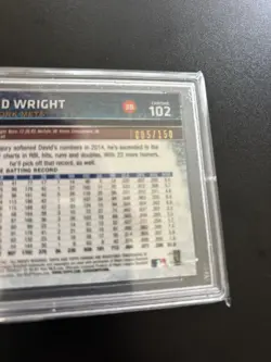 2015 TOPPS CHROME BLUE REFRACTOR 102 DAVID WRIGHT 5/150 PSA 10 GEM MINT JERSEY # - Image 5