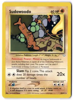 Pokemon Card - Sudowoodo 26/64 Unlimited Non Holo Rare - Neo Revelation - NM - Image 1