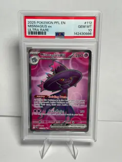 2025 POKEMON PHANTASMAL FLAMES ULTRA RARE #112 MISMAGIUS EX - PSA 10 GEM MINT - Image 1