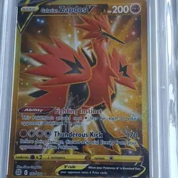Pokemon TCG Galarian Zapdos V Brilliant Stars Secret Rare Holo PSA 10 #182 - Image 3
