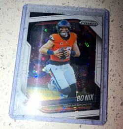 Panini 2025 Prizm Bo Nix #142 Denver Broncos NFL White Disco Prizm Parallel - Image 1