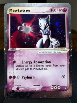 2003 POKEMON EX RUBY & SAPPHIRE #101/109 MEWTWO EX-HOLO (( 4 SWIRLS )) - Image 1