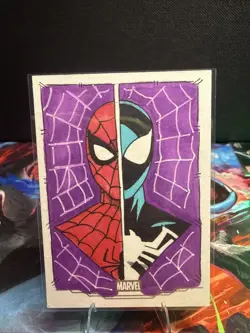 2026 Topps Chrome Marvel Spider-Man Red&Blue Original Sketch Card 1/1 - Image 1