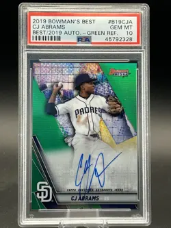 2019 Bowman's Best CJ Abrams Auto Green Refr #/99 Padres PSA 10 GEM MINT B934 - Image 1