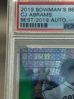 2019 Bowman's Best CJ Abrams Auto Green Refr #/99 Padres PSA 10 GEM MINT B934 - Image 2