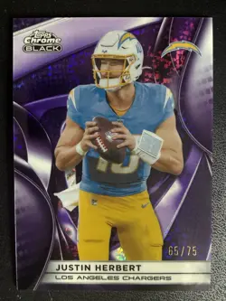 2025 Topps Chrome Black Justin Herbert Purple /75 #56 Chargers - Image 1