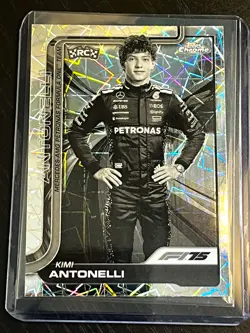 2025 Topps Chrome F1 Formula 1 Kimi Antonelli #8 RC Black &White Lazer Refractor - Image 1