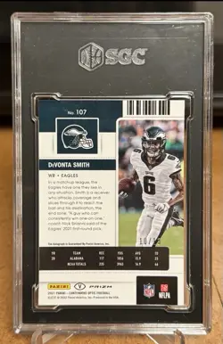 DEVONTA SMITH AUTO /13 2021 CONTENDERS OPTIC ROOKIE TICKET RW&B PRIZM SGC 9.5/10 - Image 2