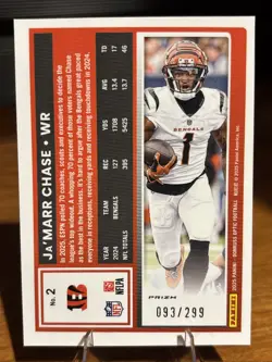 2025 Panini Donruss Optic - Ja'Marr Chase #2 Orange Prizm /299 Color Match - Image 2